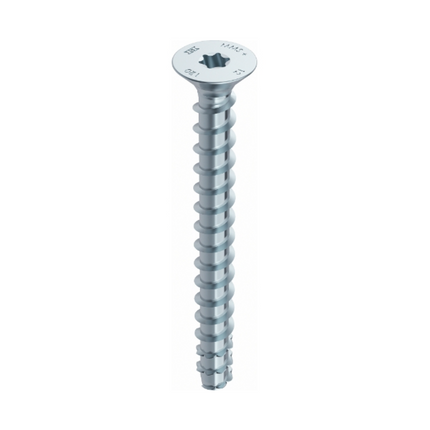 HECO MULTI MONTI plus F anclaje de tornillo 6,0 x 50 mm 100 piezas (48495) tornillo para hormigón, cabeza avellanada, accionamiento en T, galvanizado azul, A2K