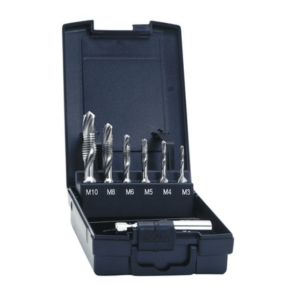 Exact SGE-Bit HSSG Punta combinata per filettatura 7 pz. M3 - M10 + Adattatore ( 05910 ) 1/4" HSS metrico ROTAPLUS+
