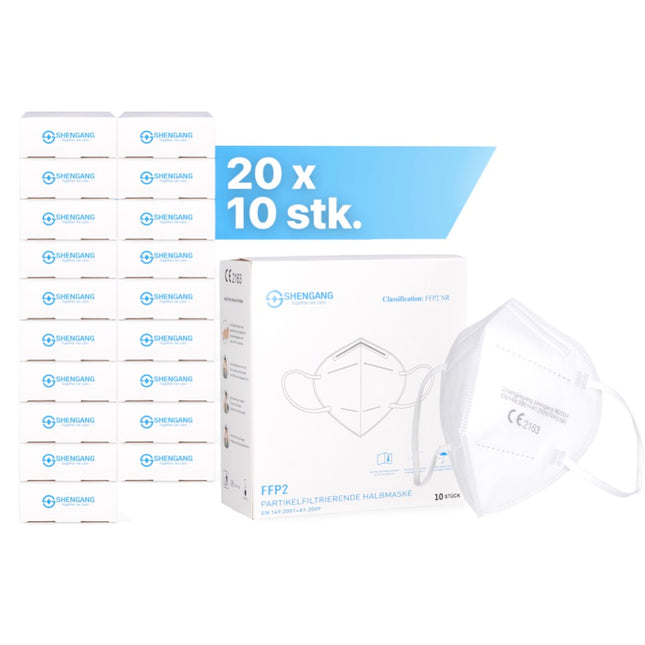 Mascarilla Shengang 200x FFP2 Certificación CE compatible con farmacia protección bucal, respiratoria y nasal 5 capas ISO9001:2015 / EN149 2001 A1:2009