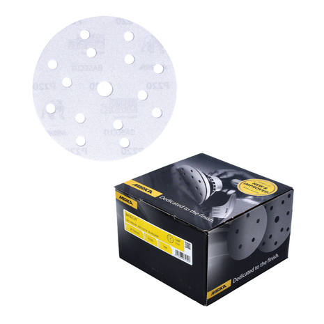 Discos de lijado Mirka BASECUT 150 mm P220 400 piezas (4x 2261109922) Agarre 15 agujeros