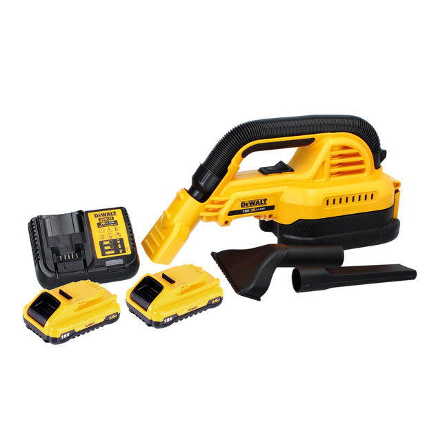 Aspirador de mano a batería DeWalt DCV 517 L2 18 V 1,9 L + 2x baterías 3,0 Ah + cargador