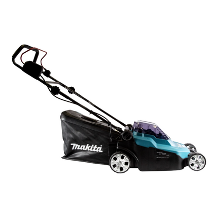 Makita DLM 382 PT2 cordless lawn mower 36 V ( 2x 18 V ) 38 cm 40 l + 2x battery 5.0 Ah + double charger + sickle blade