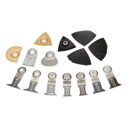 Oscilador de batería Fein MultiMaster AMM 300 Plus C 12 V Starlock Plus + 2x baterías 3,0 Ah + cargador + set de accesorios 26 piezas + estuche