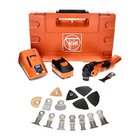 Oscilador de batería Fein MultiMaster AMM 300 Plus 12 V Starlock Plus + 1x batería 6,0 Ah + cargador + set de accesorios de 26 piezas + estuche