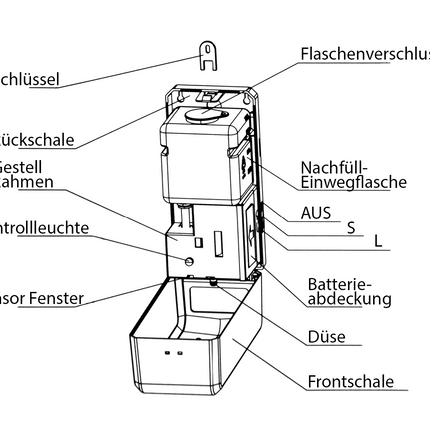 Toolbrothers kontaktloser automatischer Desinfektionsspender Sensor stehend, 1000ml Tank, höhenverstellbar, Netz- und Batteriebetrieb für öffentliche Einrichtungen - Toolbrothers