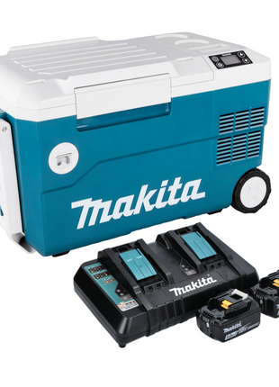 Makita DCW 180 PT Glacière et réchaud à compresseur sans fil 36 V ( 2x 18 V ) 20 L + 2x batterie 5,0 Ah + double chargeur