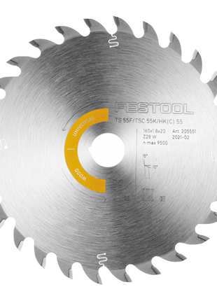 Festool Kreissägeblatt Wood Universal HW 160 x 1,8 x 20 W28 ( 205551 ) für Tauchsägen TS 55 F, TSC 55 K & Handkreissägen HK 55, HKC 55 - Toolbrothers
