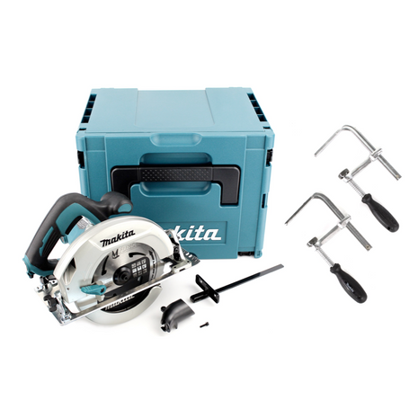 Makita HS 7601 J 190 mm Scie circulaire 1200 W + Lame de scie + 2x Pinces à vis + Makpac