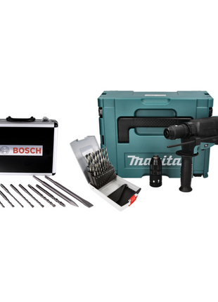 Makita HR 2630 TJ Kombihammer 800 W 2,4 J SDS Plus + 30 tlg. Bohrer Meißel Set + Schnellspannfutter + Makpac - Toolbrothers