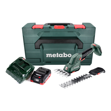 Cisaille à gazon et arbustes sans fil Metabo SGS 18 LTX Q 18 V + 1x batterie 4,0 Ah + chargeur + métaBOX