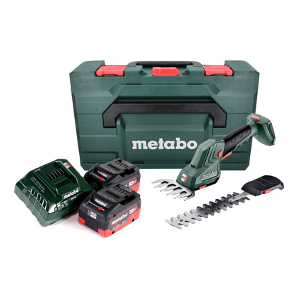Metabo SGS 18 LTX Q cortacésped y arbustos a batería 18 V + 2x baterías 5,5 Ah + cargador + metaBOX