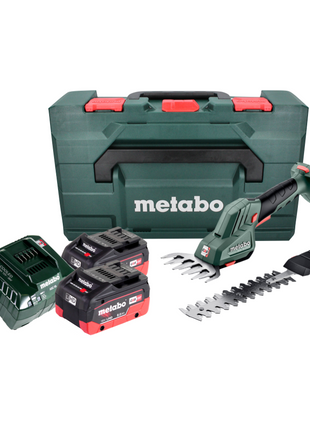 Cisaille à gazon et arbustes sans fil Metabo SGS 18 LTX Q 18 V + 2 batteries 8,0 Ah + chargeur + métaBOX