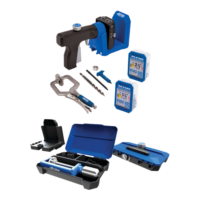 KREG Pocket Hole Jig 520 PRO Taschenloch Bohrschablone + Basis Station + Stufenbohrer + Bit + Schrauben + Zwinge - Toolbrothers