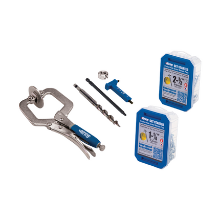 KREG Pocket Hole Jig 520 PRO Plantilla de perforación de agujeros de bolsillo + plantilla de microperforación + taladro escalonado + broca + tornillos + abrazadera