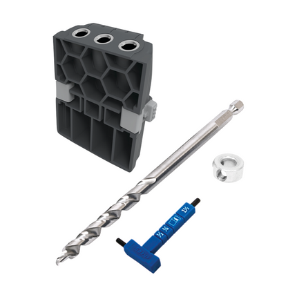 KREG Pocket Hole Jig 520 PRO Plantilla de perforación de agujeros de bolsillo + estación base + plantilla de microperforación + taladro escalonado + broca + tornillos + abrazadera