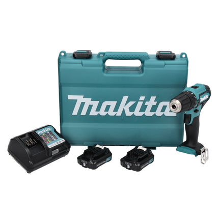 Taladro atornillador inalámbrico Maktia DF 333 DWAE 12 V máx. 30 Nm + 2 baterías 2,0 Ah + cargador + maletín