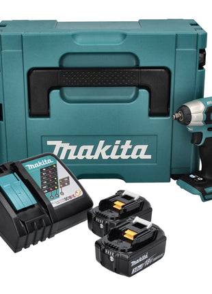 Makita DTW 180 RFJ Atornillador de impacto inalámbrico 18 V 180 Nm 3/8" sin escobillas + 2x batería 3,0 Ah + cargador + Makpac