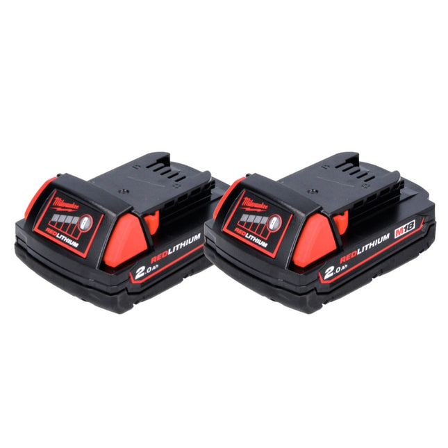 Juego de baterías Milwaukee M18 B2 18 V 2x 2,0 Ah / 2000 mAh ROJO Li-Ion (2x 4932430062)
