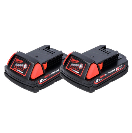 Milwaukee M18 B2 Akku Set 18 V 2x 2,0 Ah / 2000 mAh RED Li-Ion ( 2x 4932430062 )