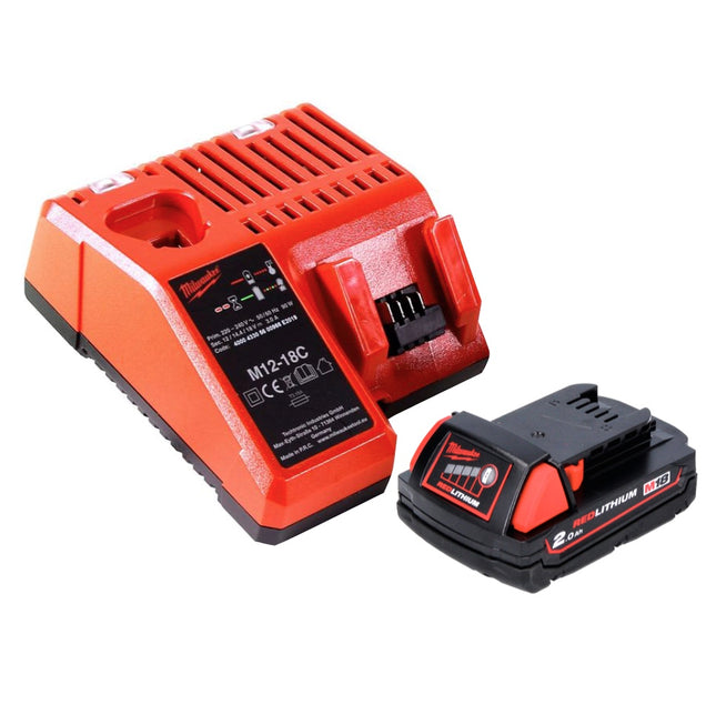 Milwaukee M18 B2 battery starter set 18 V 1x 2.0 Ah ( 1x 4932430062 ) + M12-18C charger 12 - 18 V ( 4932352959 )