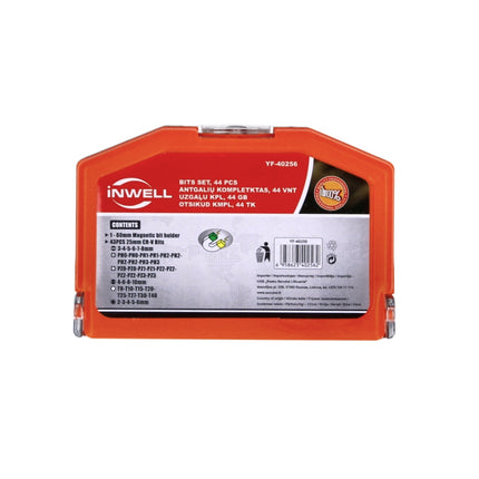 Inwell YF-40256 Set d'embouts en acier au chrome vanadium - Longueur 25 mm - 44 pièces