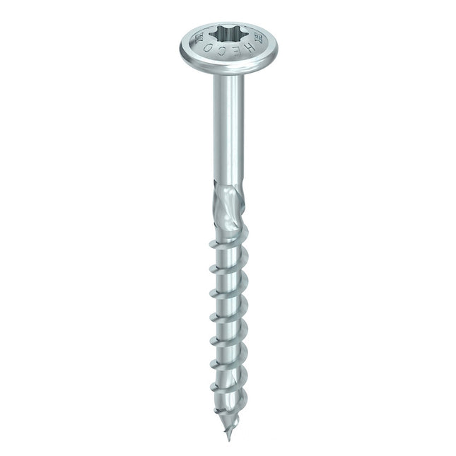 HECO TOPIX plus tornillos profesionales para construcción en madera 8,0 x 240 mm 100 piezas (2x 61341) tornillo para madera de rosca parcial, cabeza con arandela, accionamiento en T, galvanizado azul, A3K
