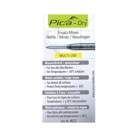 Minas de repuesto Pica DRY solubles en agua amarillas 20 piezas (2x 4032)