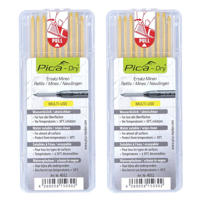 Minas de repuesto Pica DRY solubles en agua amarillas 20 piezas (2x 4032)