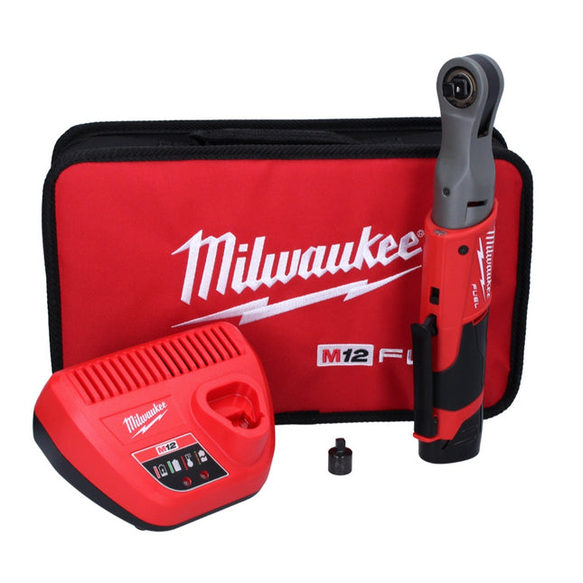 Milwaukee M12 FIR38-201B carraca a batería 12 V 75 Nm 3/8" (4933459798) sin escobillas + 1x batería 2,0 Ah + cargador + bolsa