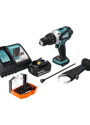 Makita DHP 458 RF1 Akku Schlagbohrschrauber 18 V 91 Nm + 1x Akku 3,0 Ah + Ladegerät + 44 tlg. Bit Set