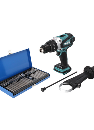 Taladro percutor inalámbrico Makita DHP 458 Z 18 V 91 Nm + juego de puntas 40 piezas - sin batería, sin cargador