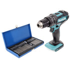 Makita DHP 482 Z Perceuse-visseuse à percussion sans fil 18 V 62 Nm + Jeu d'embouts 40 pièces - sans batterie, sans chargeur