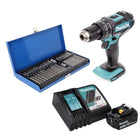 Taladro percutor inalámbrico Makita DHP 482 RF1 18 V 62 Nm + 1x batería 3,0 Ah + cargador + juego de puntas 40 piezas