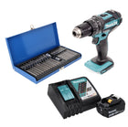 Taladro percutor inalámbrico Makita DHP 482 RF1 18 V 62 Nm + 1x batería 3,0 Ah + cargador + juego de puntas 40 piezas