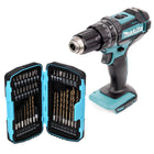 Taladro percutor inalámbrico Makita DHP 482 Z 18 V 62 Nm + juego de brocas de 40 piezas - sin batería, sin cargador