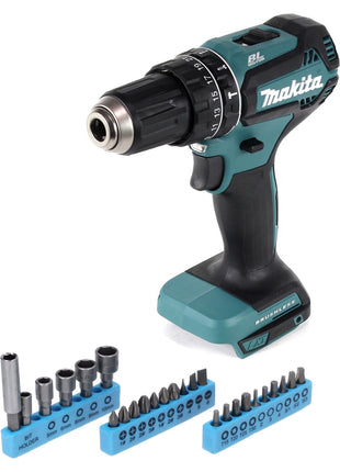 Taladro percutor inalámbrico Makita DHP 485 Z 18 V 50 Nm sin escobillas + juego de llaves de vaso de 26 piezas - sin batería, sin cargador