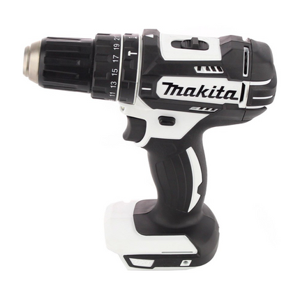Taladro percutor inalámbrico Makita DHP 482 RF1W 18 V 62 Nm + 1x batería 3,0 Ah + cargador + juego de puntas 26 piezas
