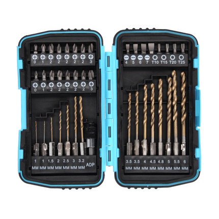 Makita DHP 482 RF1W taladro percutor inalámbrico 18 V 62 Nm + 1x batería 3,0 Ah + cargador + juego de brocas de 40 piezas