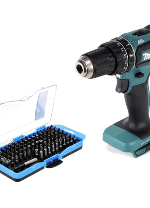 Taladro percutor inalámbrico Makita DHP 485 Z 18 V 50 Nm sin escobillas + juego de puntas de 100 piezas - sin batería, sin cargador