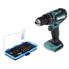 Taladro percutor inalámbrico Makita DHP 485 Z 18 V 50 Nm sin escobillas + juego de puntas de 100 piezas - sin batería, sin cargador