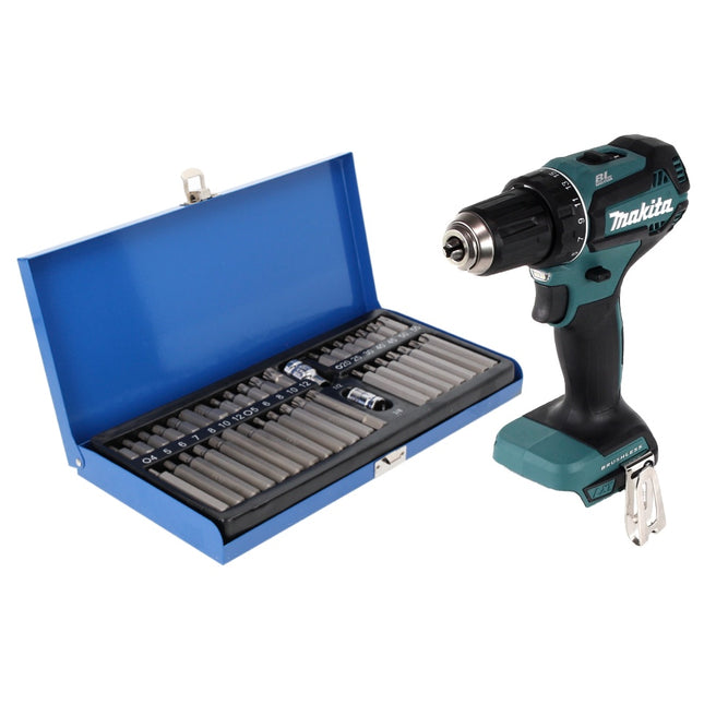 Makita DDF 485 Z Cordless Drill driver 50 Nm, 18V, brushless + 40 pcs. Bits set - without battery, without charger