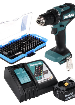 Makita DDF 485 RF1 Perceuse visseuse sans fil 50 Nm, 18 V, sans balais + 1x Batterie 3,0 Ah + Chargeur + Set d'embouts 100 pcs.