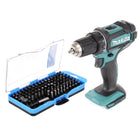 Taladro atornillador inalámbrico Makita DDF 482 Z 18 V 62 Nm + juego de puntas de 100 piezas - sin batería, sin cargador