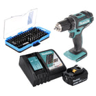 Makita DDF 482 RF1 taladro atornillador inalámbrico 18 V 62 Nm + 1x batería 3,0 Ah + cargador + juego de puntas 100 piezas