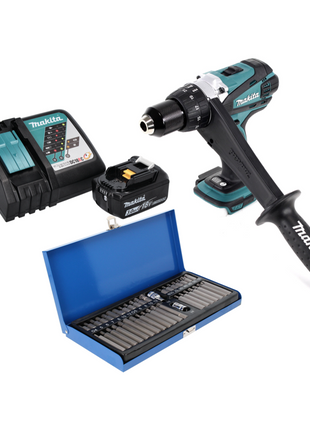 Makita DDF 458 RF1 Perceuse-visseuse sans fil 18 V 91 Nm + 1x Batterie 3,0 Ah + Chargeur + Jeu d'embouts - 40 pièces