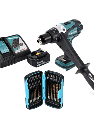 Makita DDF 458 RF1 Akku Bohrschrauber 18 V 91 Nm + 1x Akku 3,0 Ah + Ladegerät + 40 tlg. Bit Bohrer Set