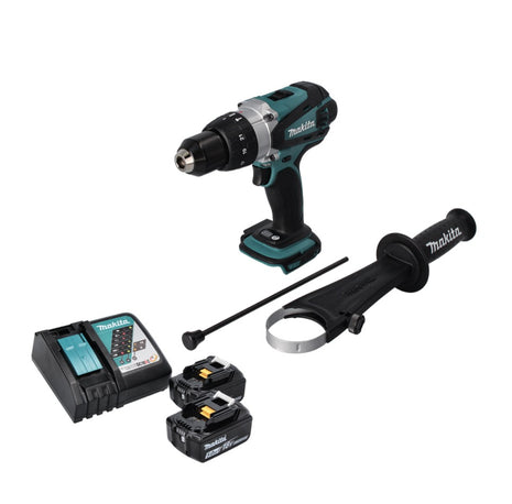 Trapano a percussione a batteria Makita DHP 458 RT 18 V 91 Nm + 2 batterie da 5,0 Ah + caricabatterie