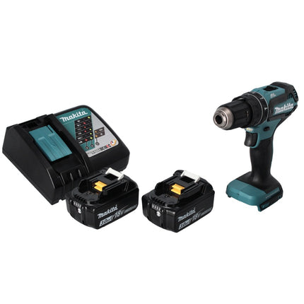 Taladro de percusión sin cable Makita DHP 485 RF 18 V 50 Nm sin escobillas + 2x batería recargable 3,0 Ah + cargador