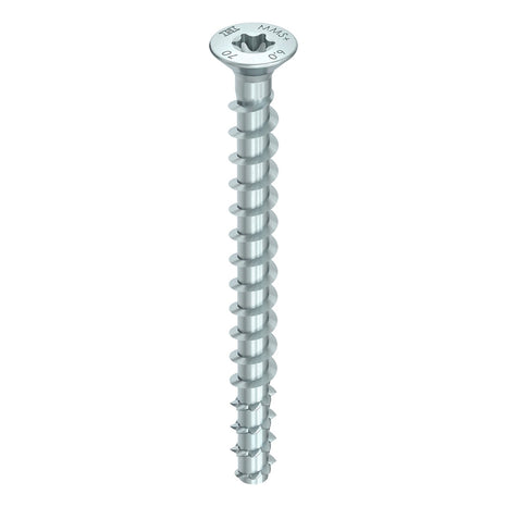 Vis d'ancrage HECO MULTI MONTI plus F 7,5 x 80 mm 50 pièces (48515) vis à béton, tête fraisée, entraînement en T, galvanisée bleue, A2K