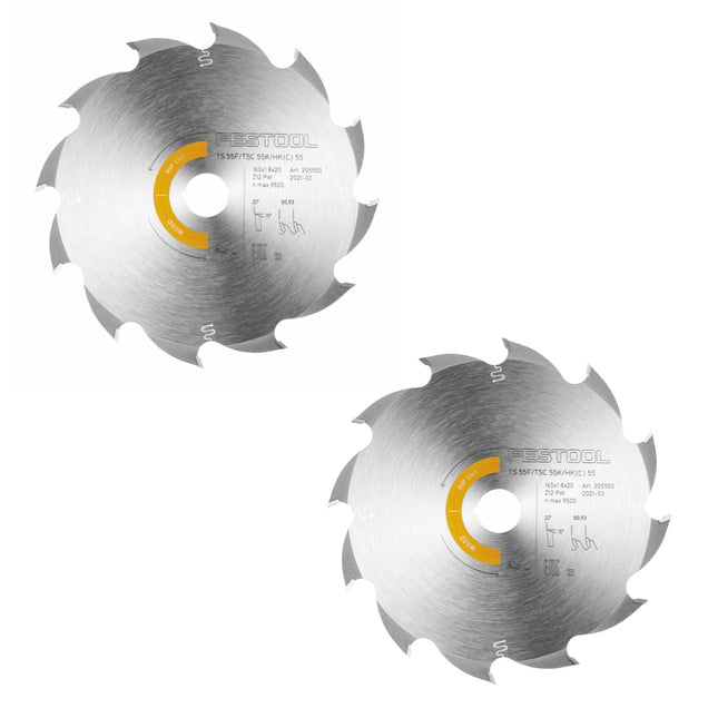 Festool 2x Kreissägeblatt Wood Rip Cut HW 160 x 1,8 x 20 mm PW12 ( 2x 205550 ) für Tauchsägen TS 55 F, TSC 55 K & Handkreissägen HK 55, HKC 55 - Toolbrothers